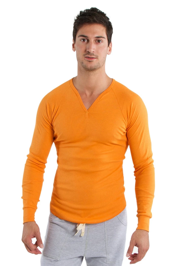 4-rth MEN Thermal V-Neck Long Sleeve (Sun Orange)