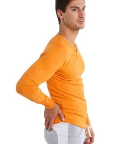 4-rth MEN Thermal V-Neck Long Sleeve (Sun Orange)