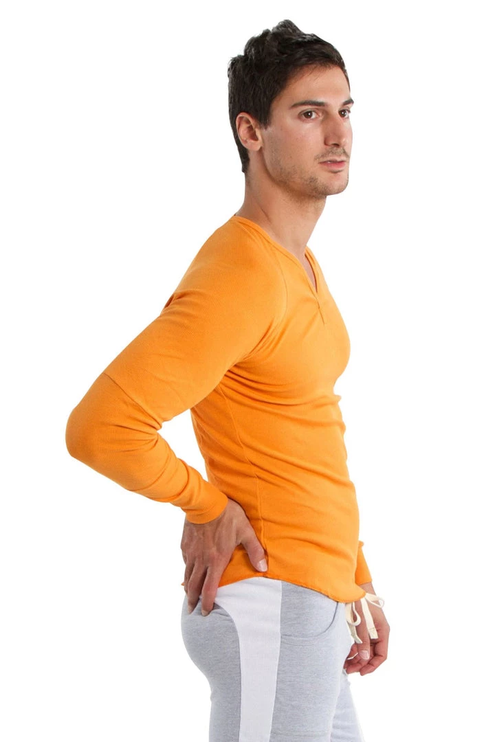 4-rth MEN Thermal V-Neck Long Sleeve (Sun Orange)