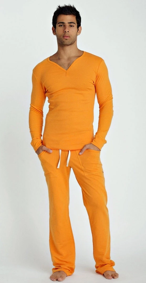4-rth MEN Thermal V-Neck Long Sleeve (Sun Orange)
