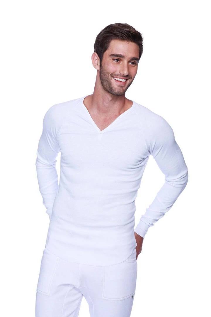 4-rth Thermal V-Neck Long Sleeve (White) MEN