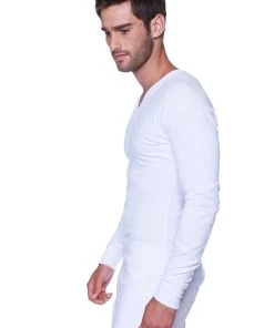 4-rth Thermal V-Neck Long Sleeve (White) MEN