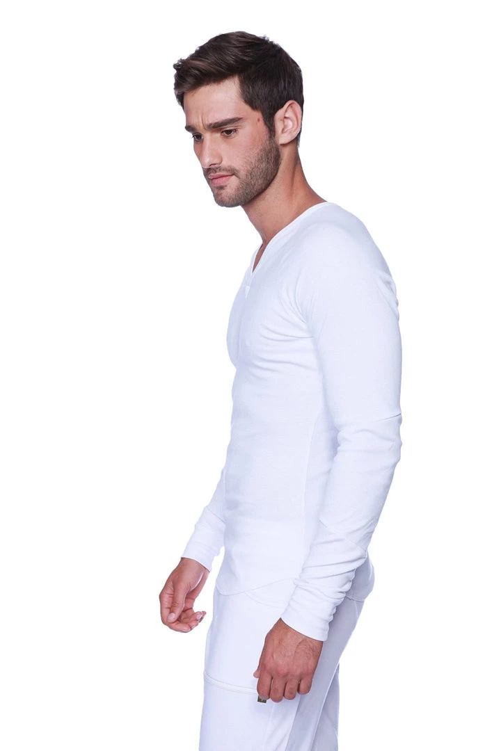 4-rth Thermal V-Neck Long Sleeve (White) MEN