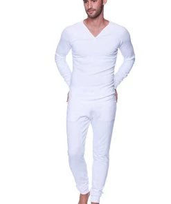 4-rth Thermal V-Neck Long Sleeve (White) MEN