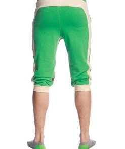 4-rth Tri-Color Edge Cuffed Yoga Pants (Bamboo Green W/Sand & Chocolate)