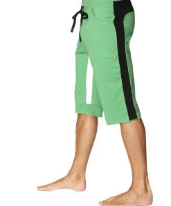 4-rth Tri-color Ultra-flex Yoga Short (Green W/Black & White)