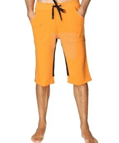 4-rth Tri-color Ultra-flex Yoga Short (Orange W/Black & Black)