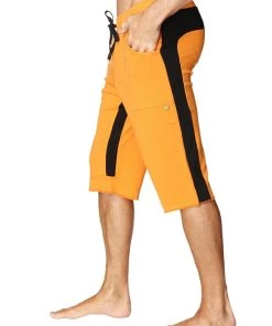 4-rth Tri-color Ultra-flex Yoga Short (Orange W/Black & Black)