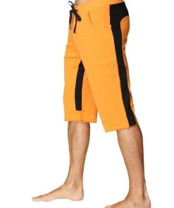 4-rth Tri-color Ultra-flex Yoga Short (Orange W/Black & Black)