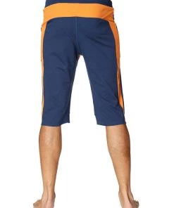 4-rth MEN Tri-color Ultra-flex Yoga Short (Royal W/Orange & Orange)