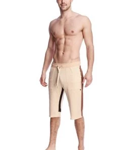 4-rth Tri-color Ultra-flex Yoga Short (Sand W/Chocolate & Black) MEN