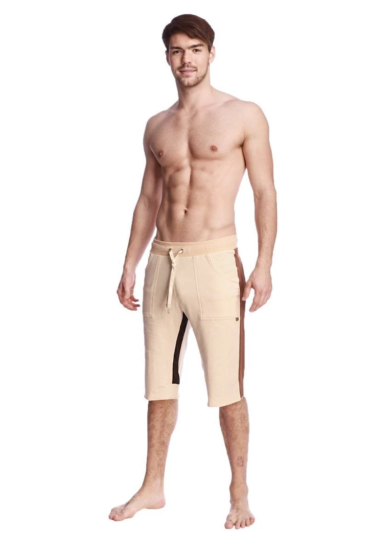 4-rth Tri-color Ultra-flex Yoga Short (Sand W/Chocolate & Black) MEN