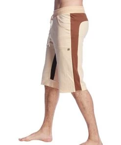 4-rth Tri-color Ultra-flex Yoga Short (Sand W/Chocolate & Black) MEN
