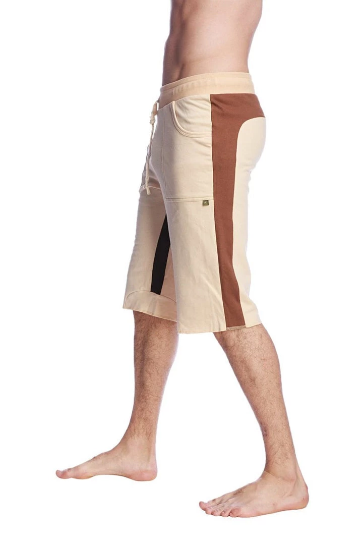 4-rth Tri-color Ultra-flex Yoga Short (Sand W/Chocolate & Black) MEN