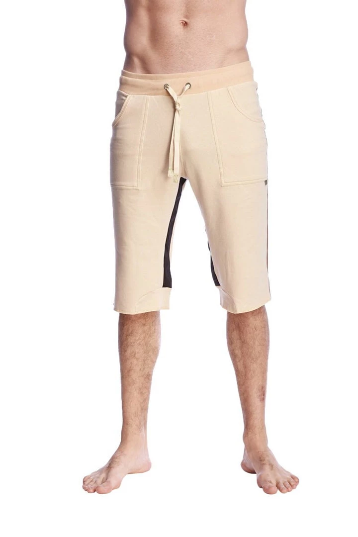 4-rth Tri-color Ultra-flex Yoga Short (Sand W/Chocolate & Black) MEN