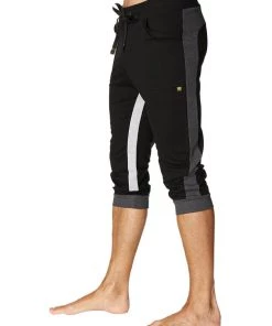 4-rth Ultra-Flex Tri-color Cuffed Yoga Pant (Black W/Charcoal & Grey) MEN