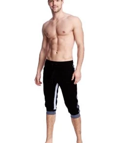 4-rth Ultra-Flex Tri-color Cuffed Yoga Pant (Black W/Charcoal & Grey) MEN