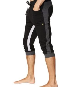4-rth Ultra-Flex Tri-color Cuffed Yoga Pant (Black W/Charcoal & Grey) MEN