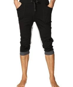 4-rth Ultra-Flex Tri-color Cuffed Yoga Pant (Black W/Charcoal & Grey) MEN