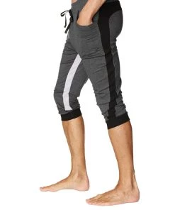4-rth Ultra-Flex Tri-color Cuffed Yoga Pant (Charcoal W/Black & Grey) MEN