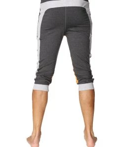 4-rth Ultra-Flex Tri-color Cuffed Yoga Pant (Charcoal W/Grey & Orange) MEN