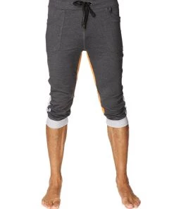 4-rth Ultra-Flex Tri-color Cuffed Yoga Pant (Charcoal W/Grey & Orange) MEN