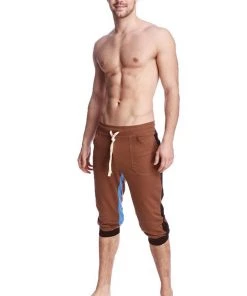 4-rth Ultra-Flex Tri-color Cuffed Yoga Pant (Chocolate W/Black & Ice)