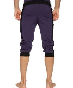 4-rth Ultra-Flex Tri-color Cuffed Yoga Pant (Eggplant W/Black & Charcoal)
