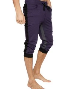4-rth Ultra-Flex Tri-color Cuffed Yoga Pant (Eggplant W/Black & Charcoal)