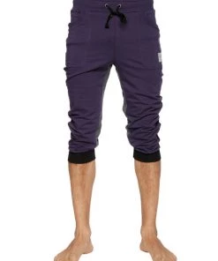 4-rth Ultra-Flex Tri-color Cuffed Yoga Pant (Eggplant W/Black & Charcoal)
