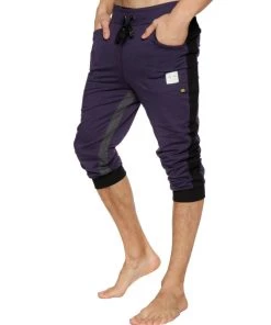 4-rth Ultra-Flex Tri-color Cuffed Yoga Pant (Eggplant W/Black & Charcoal)