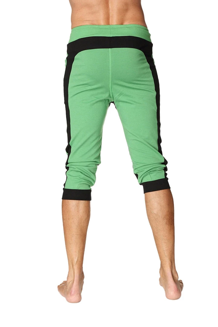 4-rth Ultra-Flex Tri-color Cuffed Yoga Pant (Green W/Black & Black)