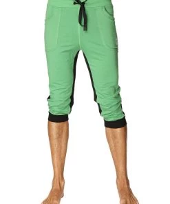 4-rth Ultra-Flex Tri-color Cuffed Yoga Pant (Green W/Black & Black)
