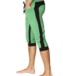 4-rth Ultra-Flex Tri-color Cuffed Yoga Pant (Green W/Black & Black)