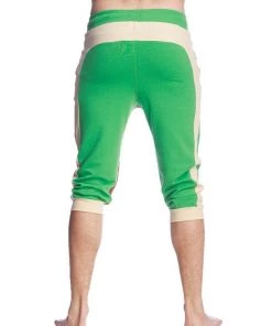4-rth MEN Ultra-Flex Tri-color Cuffed Yoga Pant (Green W/Sand & Chocolate)