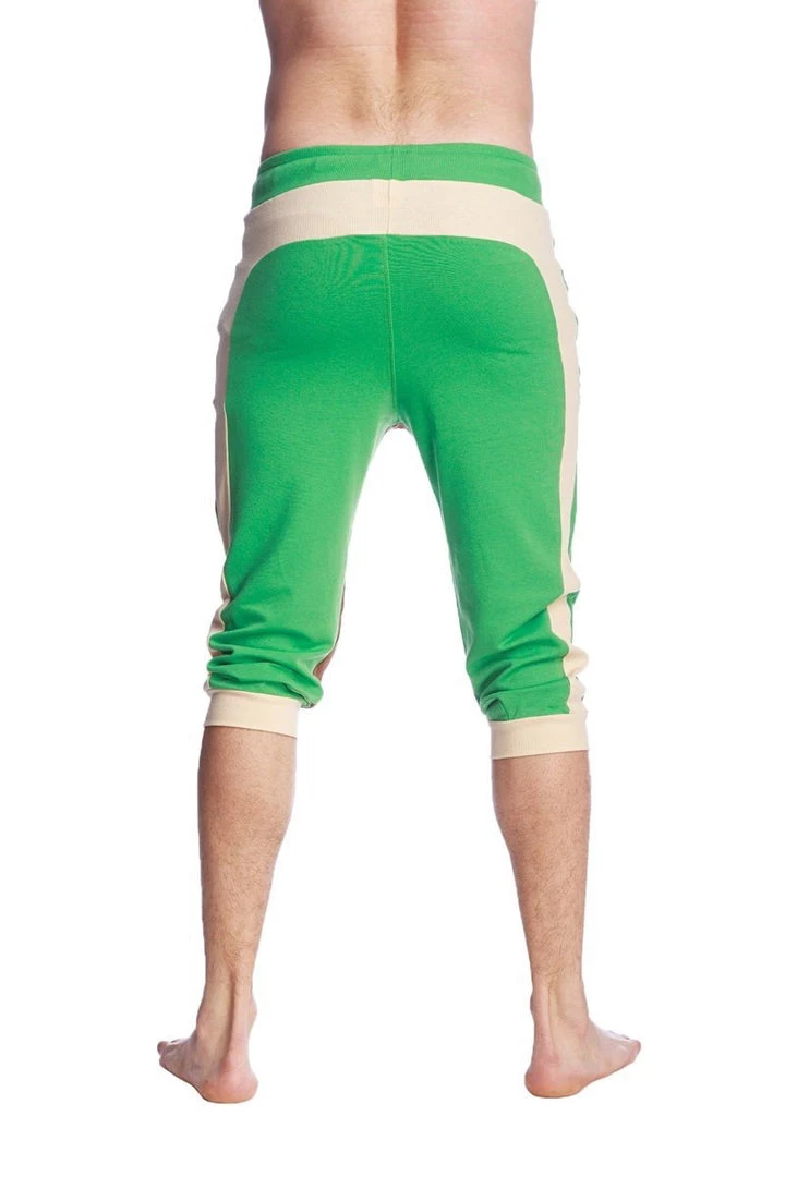 4-rth MEN Ultra-Flex Tri-color Cuffed Yoga Pant (Green W/Sand & Chocolate)