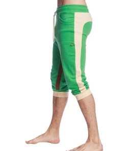 4-rth MEN Ultra-Flex Tri-color Cuffed Yoga Pant (Green W/Sand & Chocolate)