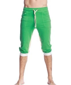 4-rth Ultra-Flex Tri-color Cuffed Yoga Pant (Green W/White & Sand)