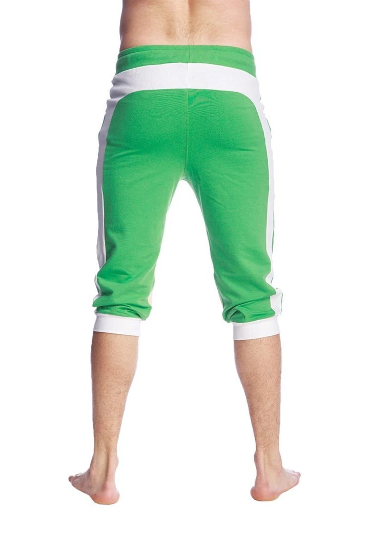 4-rth Ultra-Flex Tri-color Cuffed Yoga Pant (Green W/White & Sand)