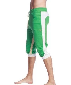4-rth Ultra-Flex Tri-color Cuffed Yoga Pant (Green W/White & Sand)