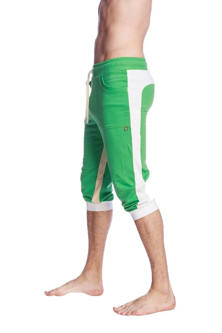 4-rth Ultra-Flex Tri-color Cuffed Yoga Pant (Green W/White & Sand)