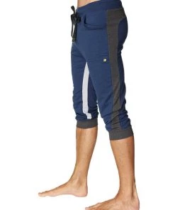 4-rth Ultra-Flex Tri-color Cuffed Yoga Pant (ROYAL W/Charcoal & Grey) MEN