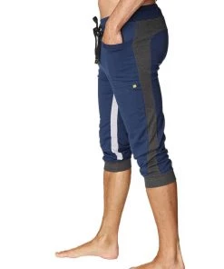 4-rth Ultra-Flex Tri-color Cuffed Yoga Pant (ROYAL W/Charcoal & Grey) MEN