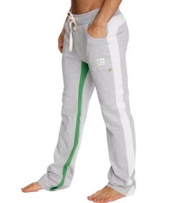 4-rth MEN Ultra Flex Yoga Track & Yoga Sweat Pant (GREY W/White & Green)
