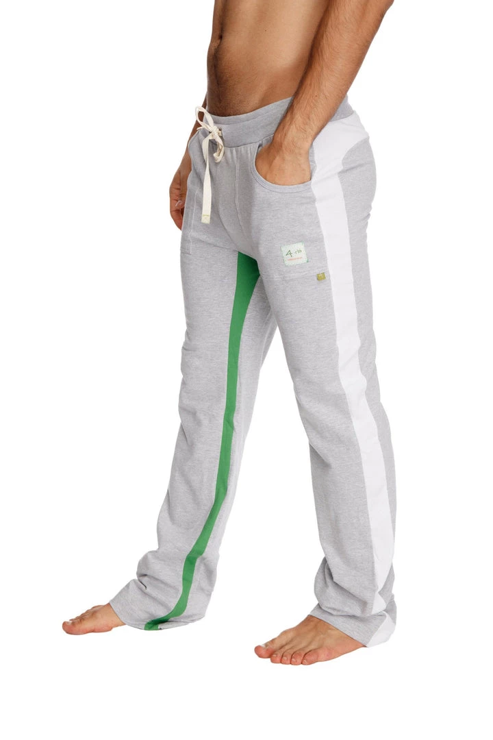 4-rth MEN Ultra Flex Yoga Track & Yoga Sweat Pant (GREY W/White & Green)