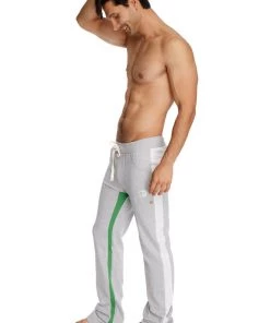 4-rth MEN Ultra Flex Yoga Track & Yoga Sweat Pant (GREY W/White & Green)