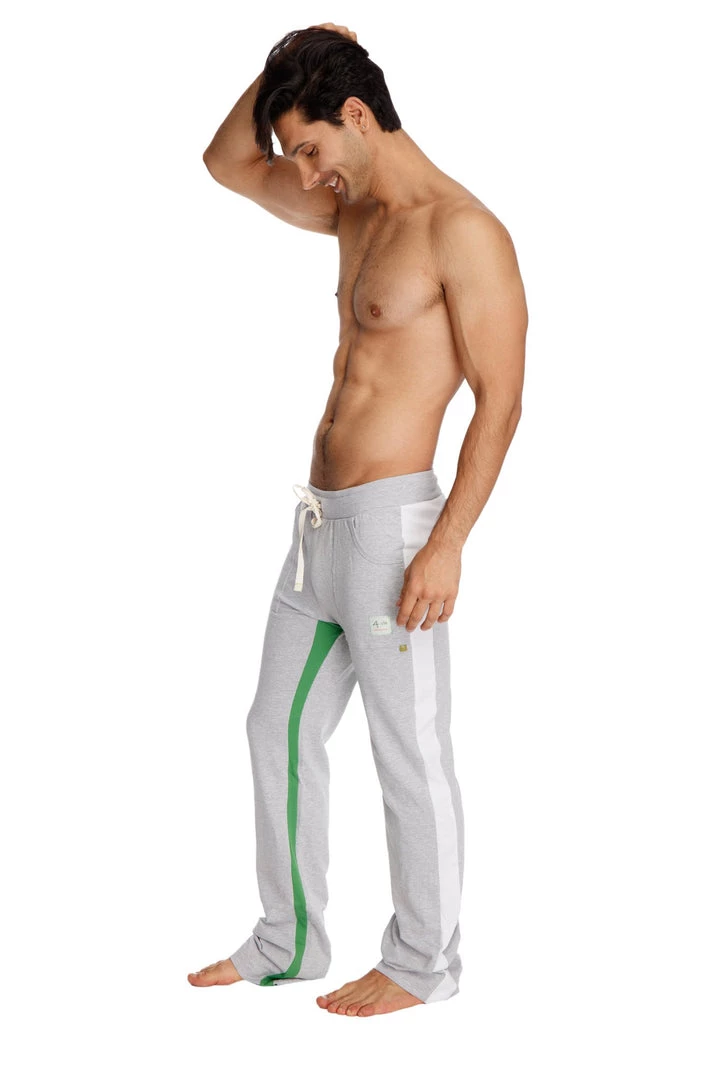 4-rth MEN Ultra Flex Yoga Track & Yoga Sweat Pant (GREY W/White & Green)