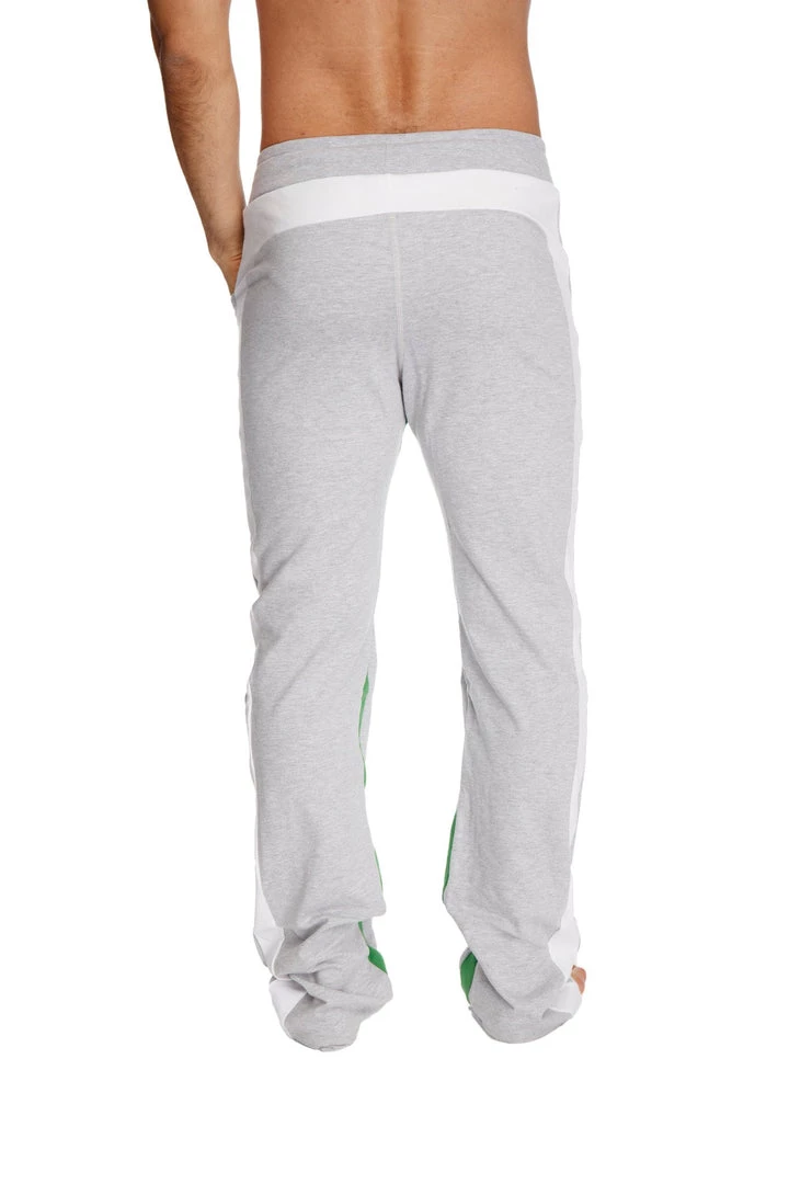 4-rth MEN Ultra Flex Yoga Track & Yoga Sweat Pant (GREY W/White & Green)