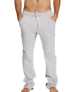 4-rth MEN Ultra Flex Yoga Track & Yoga Sweat Pant (GREY W/White & Green)