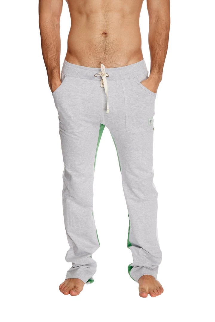 4-rth MEN Ultra Flex Yoga Track & Yoga Sweat Pant (GREY W/White & Green)
